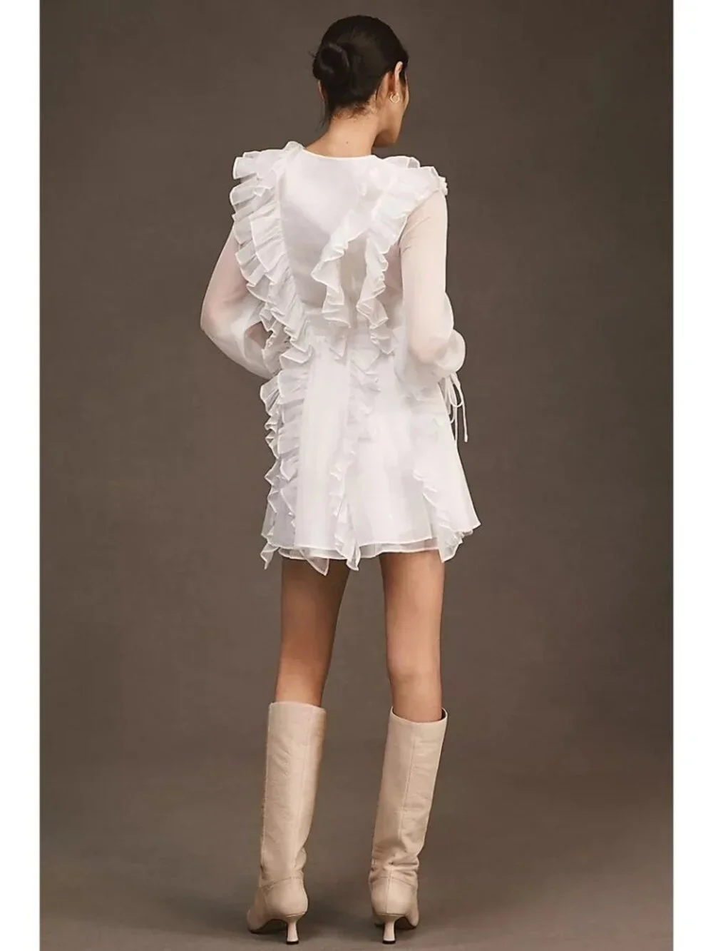 Endless Rose Long-Sleeve Chiffon Ruffle Mini Dress Size Large New With Tags